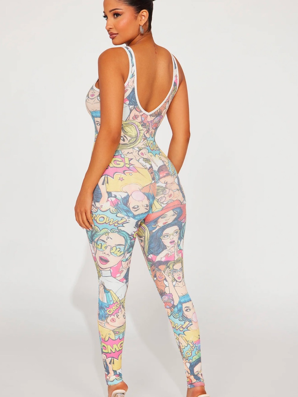 NWOT Fashion Nova Multicolor Comic-Print Jumpsuit